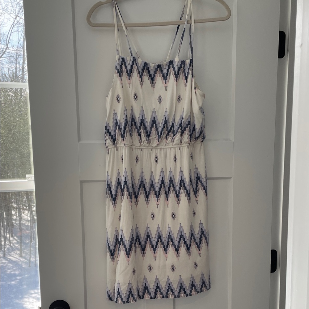 Skies Are Blue White and Navy Zigzag Mini Dress